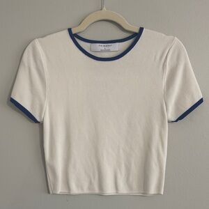Primark White Crop Top with Blue Accents